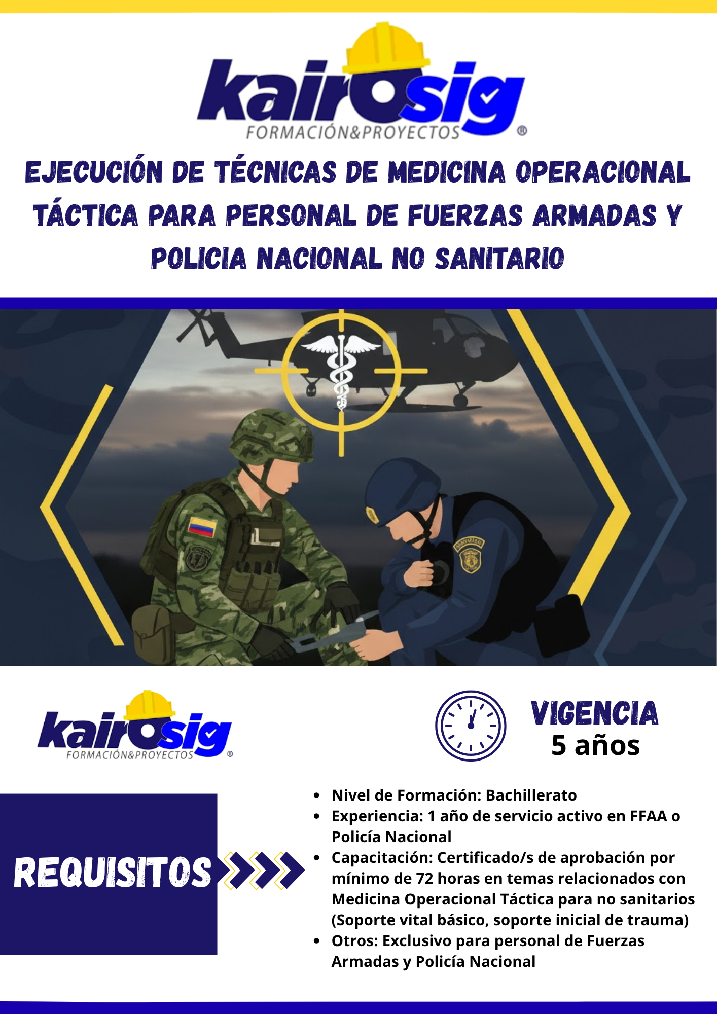 EJECUCIÓN DE TÉCNICAS DE MEDICINA OPERACIONAL TÁCTICA PARA PERSONAL DE FUERZAS ARMADAS Y POLICIA NACIONAL NO SANITARIO
